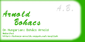 arnold bohacs business card